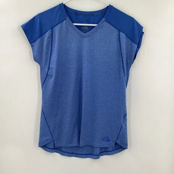 Ladies The North Face Mountain Athletics v-neck Performance Tee‎ - blue - medium - Picture 2 of 9